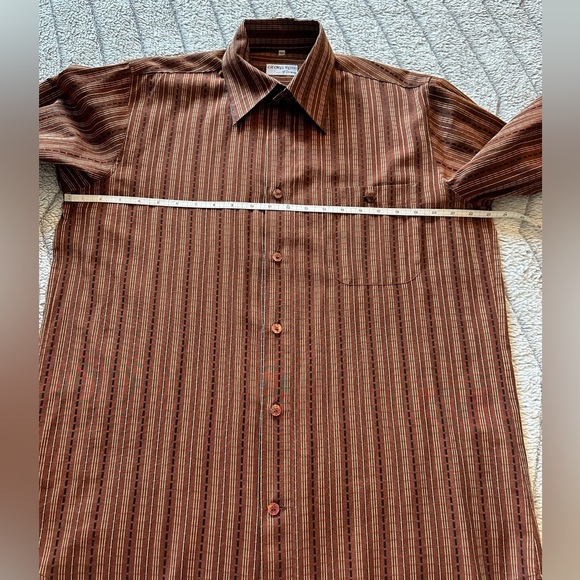 Men’s Georg Roth Of Germany Button-Down Shirt Long Sleeve Brown Striped Size M - Picture 8 of 10
